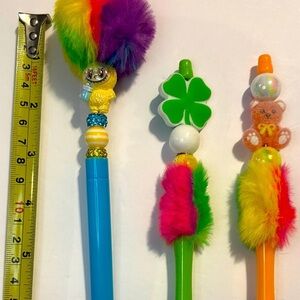 🆕 Rainbow Plush Top DIY Pen Set